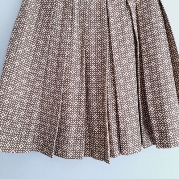 AK ANNE KLEIN / 100% Silk Plisse Pleated A-line Skirt Geo Print Sz 6 - Picture 8 of 10